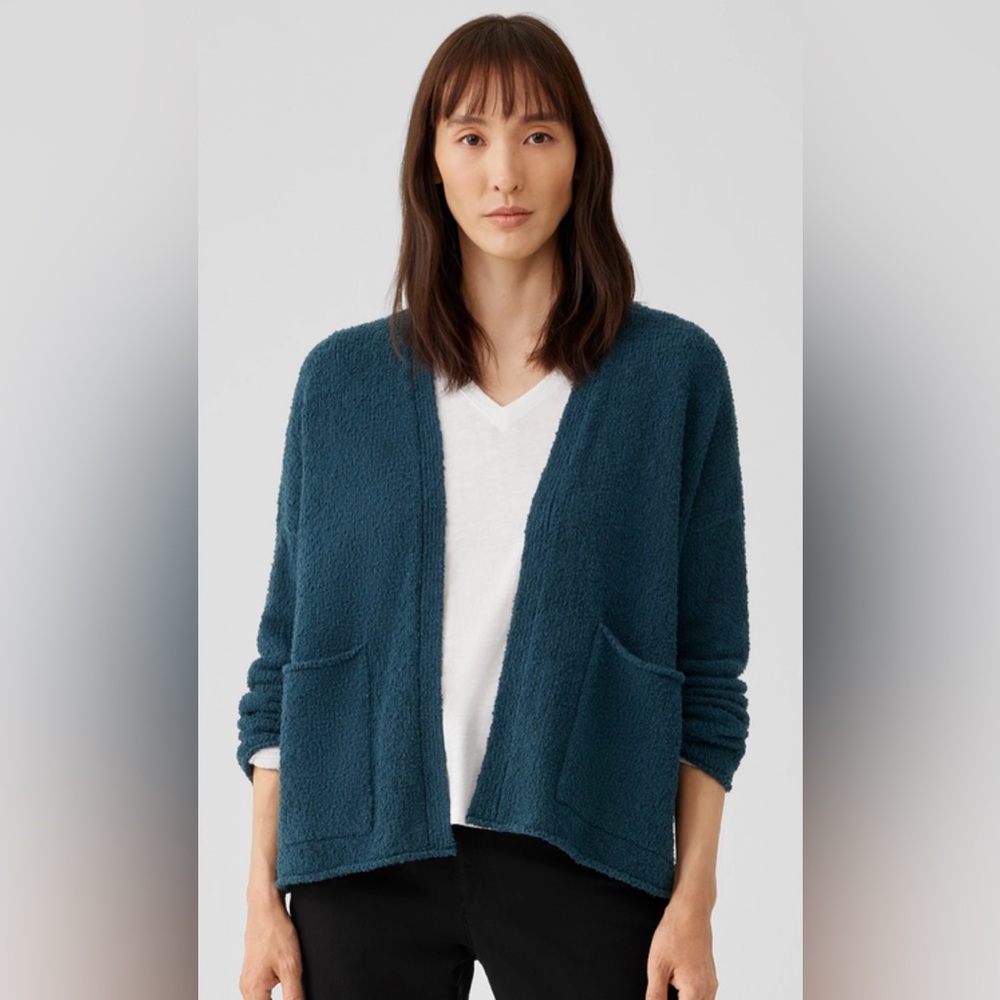 Eileen Fisher Cotton Fluff Cardigan in color Alpine, size S/M/L NWOT.